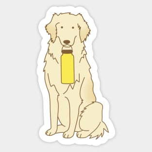 Golden Retriever holding water bottle Sticker